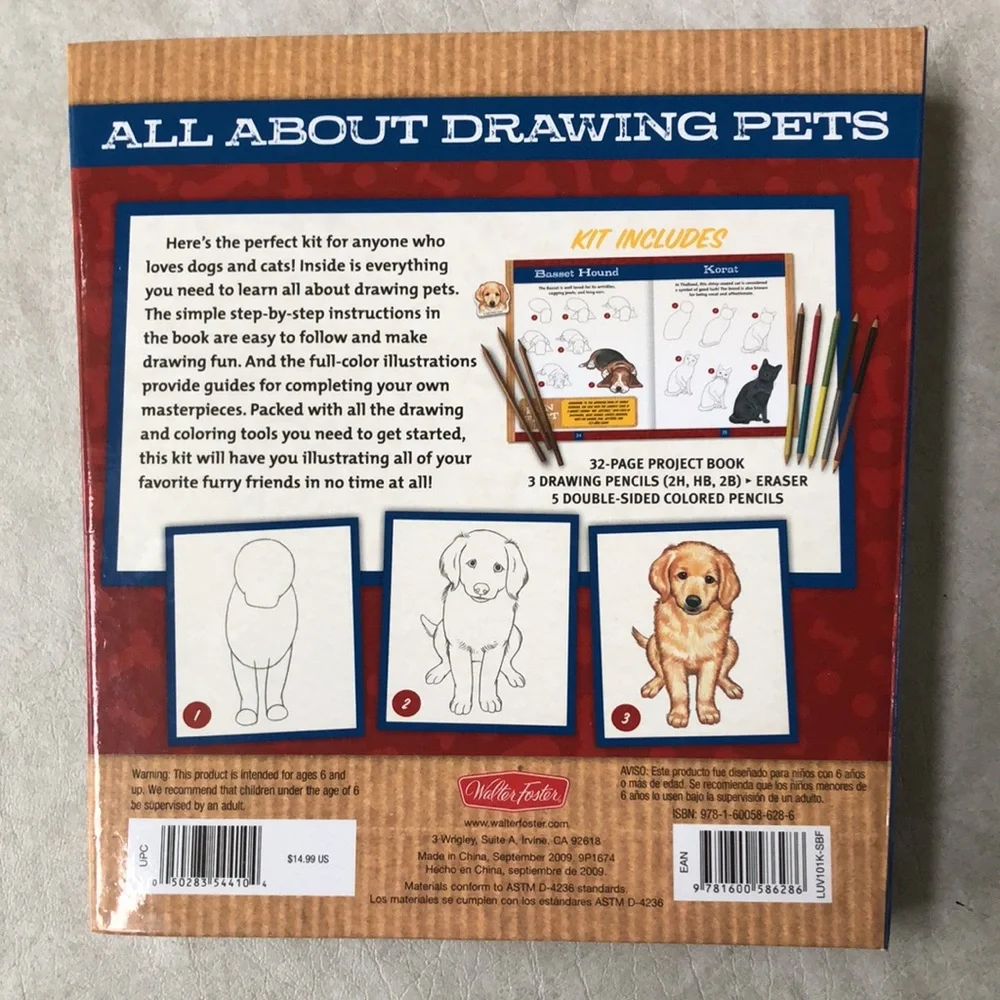 Walter Foster All About Drawing Pets Lean To Draw Dogs And Cats Step-By-Step NEW